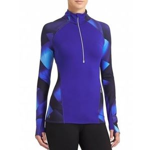 Athleta "Running Wild" 1/2 Zip Pullover Jacket Blue Women's Sz L Athleticwear